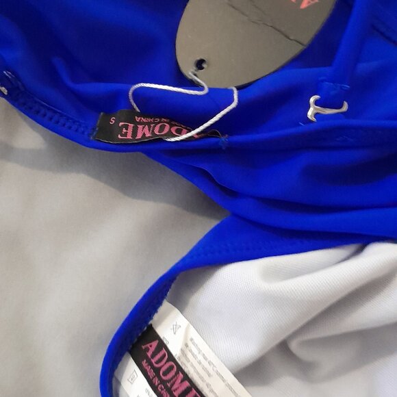 Adome blue Size Small Ruffle Sleeve Strappy Bottom Swimsuit - Picture 2 of 3